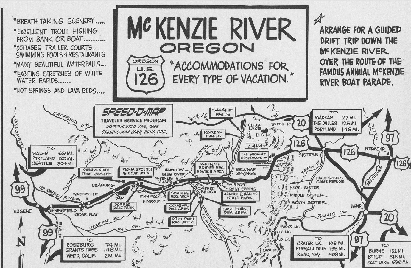 Speedo Map THE SPEEDO MAP 1953 - McKenzie History Highway